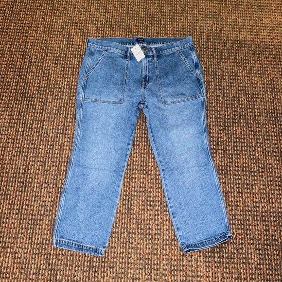 J. Crew Cropped Ankle Patch Pocket Utility Jeans Size‎ 32 Petite - Picture 2 of 13